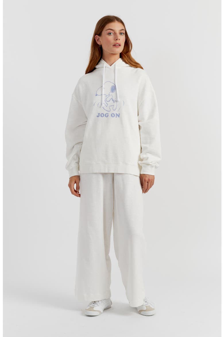 Snoopy Graphic Jog On Cotton Hoodie, Alternate, color, Cream