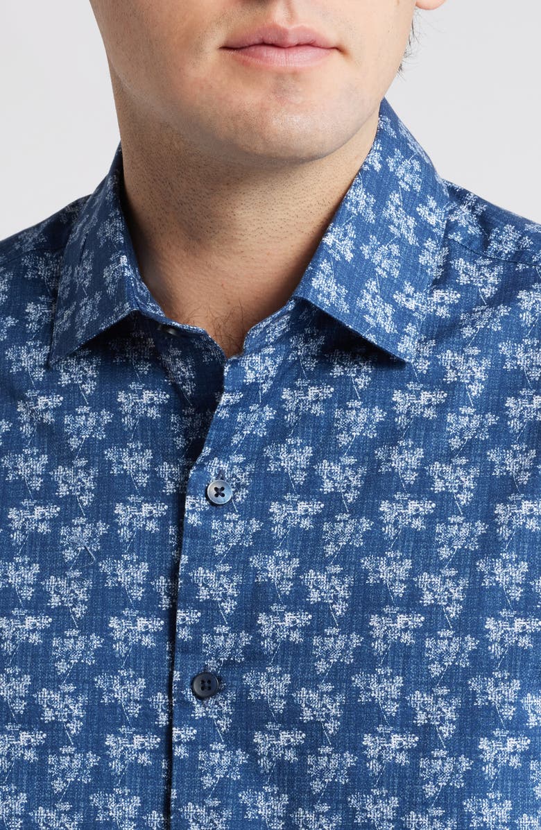 Robert Barakett Morgan Floral Print Cotton Shirt, Alternate, color, Blue