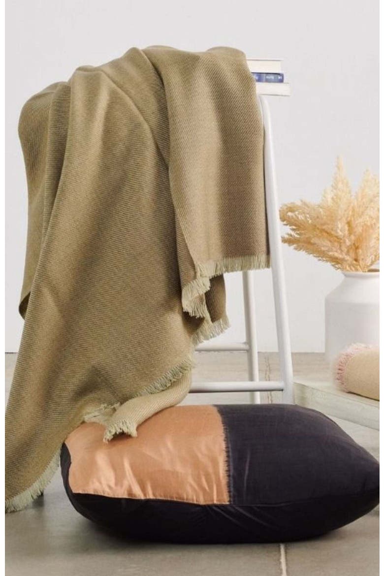 Haze Merino Handloom Throw, Alternate, color, Dandelion Yellow
