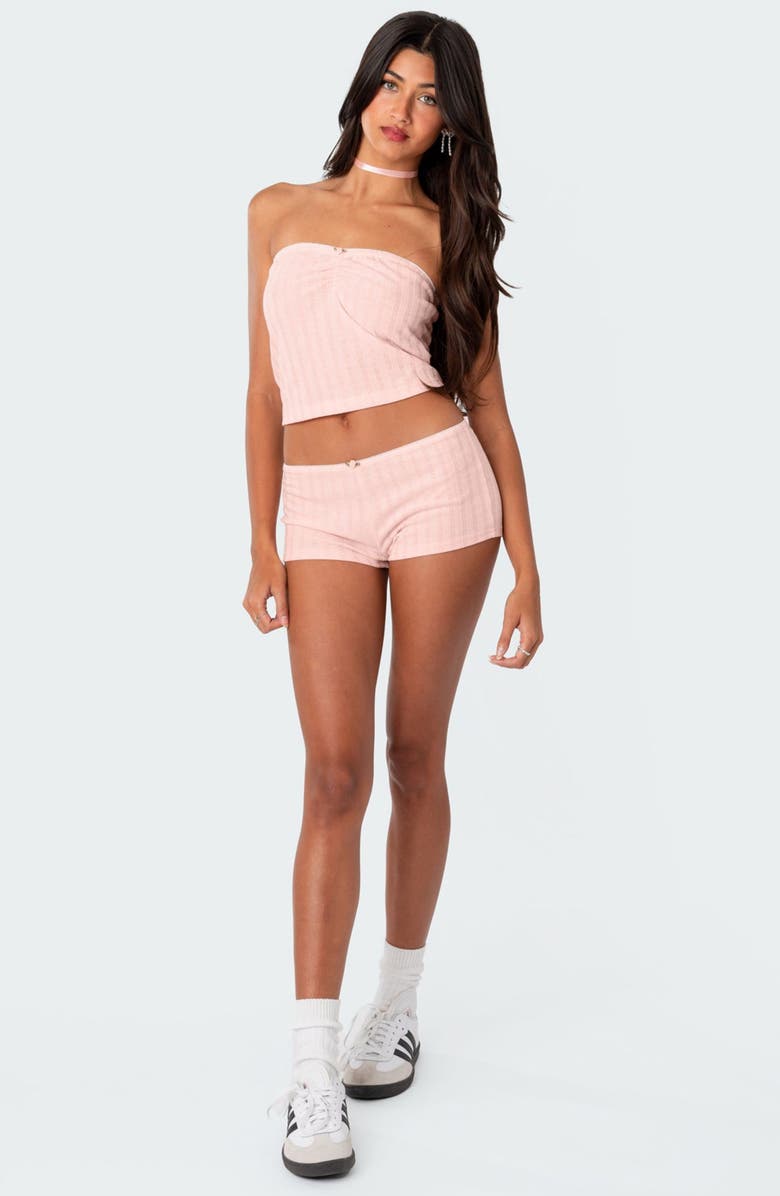 EDIKTED Sweetpea Pointelle Low Rise Microshorts, Alternate, color, 