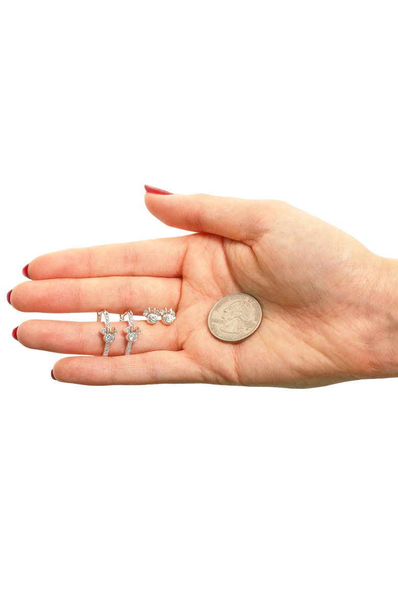 Mommy & Me Silver Plated Hoops and Stud Earrings Set, Alternate, color, Silver