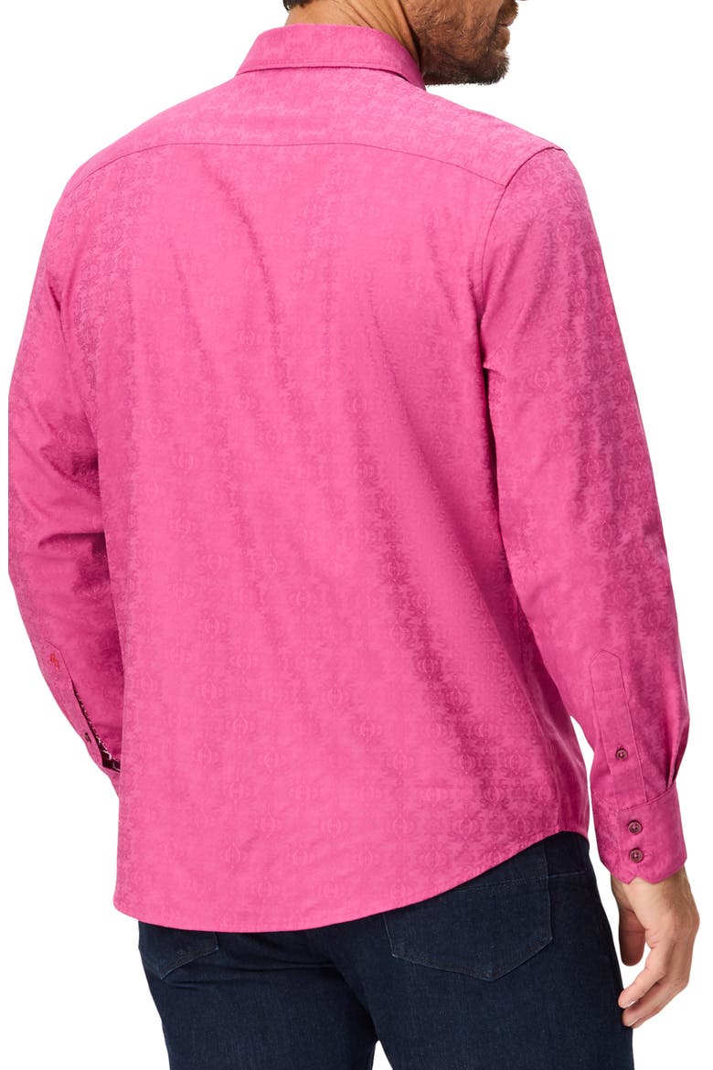 Long Sleeve Cotton Jacquard Shirt, Alternate, color, ROSE