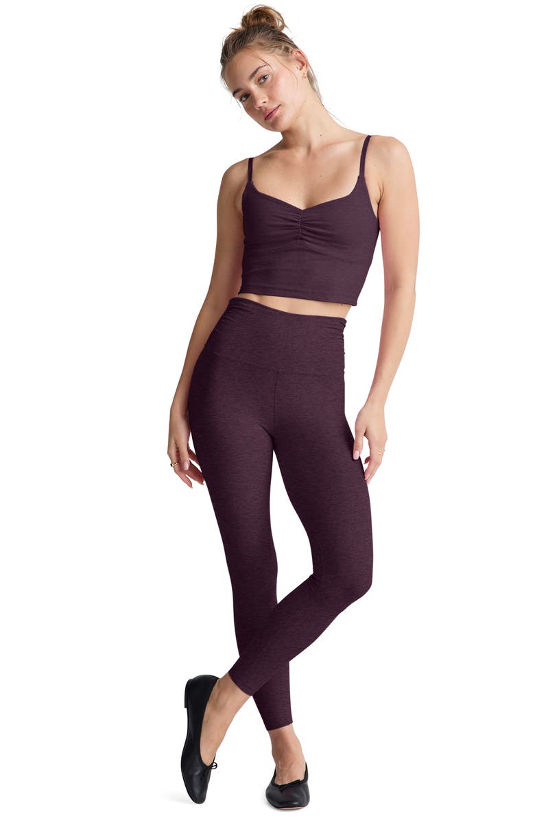Beyond Yoga Shirred Crop Camisole, Alternate, color, Eggplant Purple Heather
