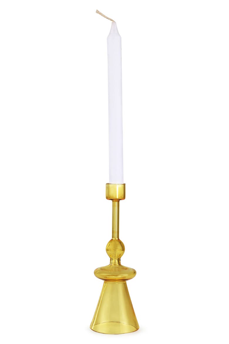 Glass Candle Holder, Main, color, YELLOW
