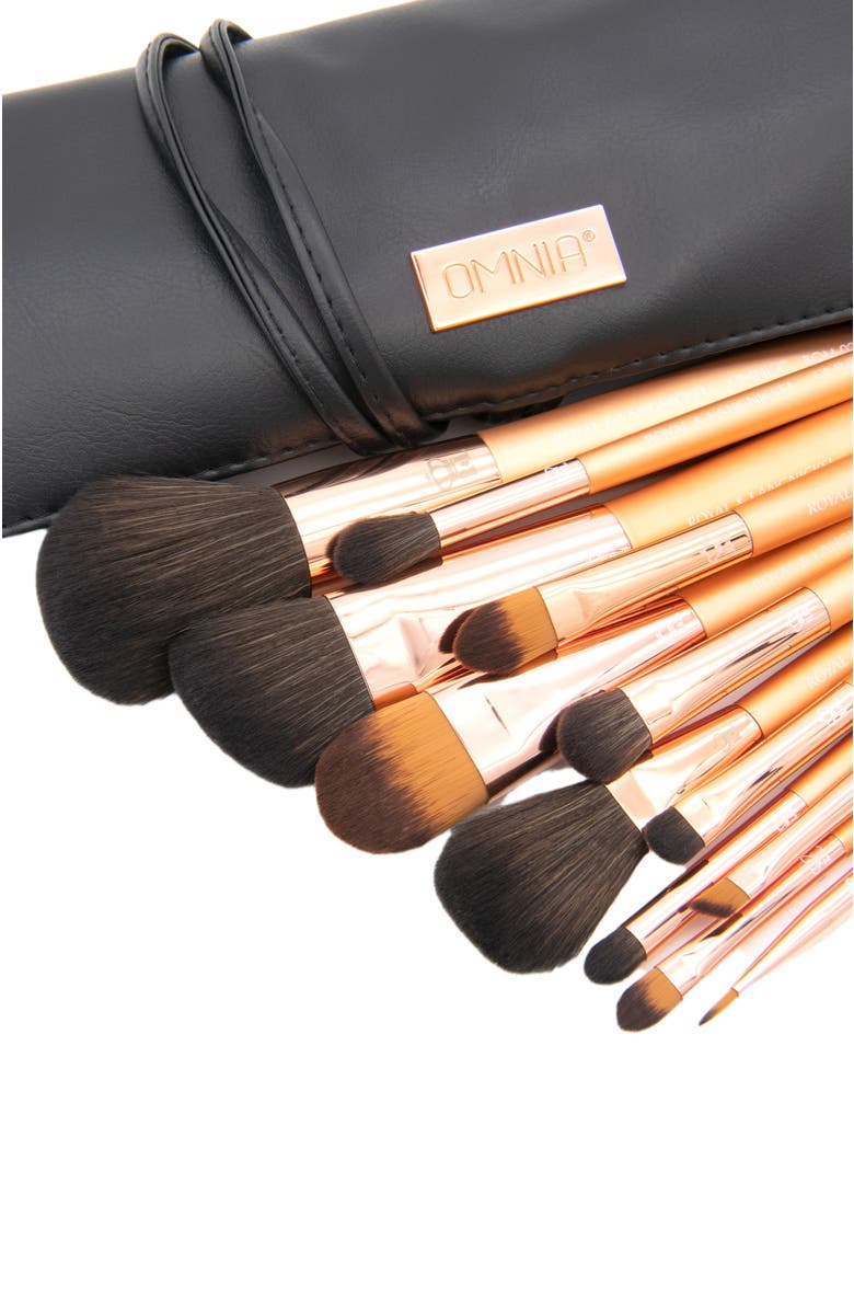 OMNIA Brush Rose Gold 13pc Wrap Makeup Brush Set, Alternate, color, Black