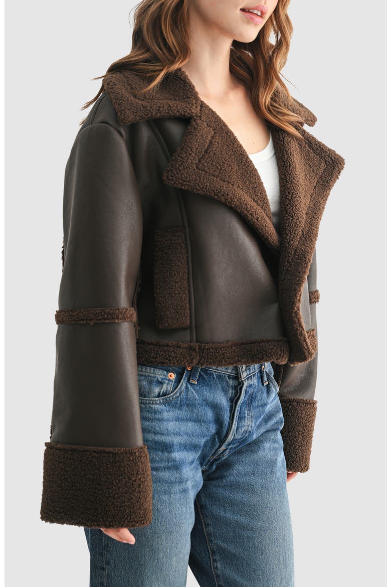 Faux Shearling Jacket, Alternate, color, BROWN