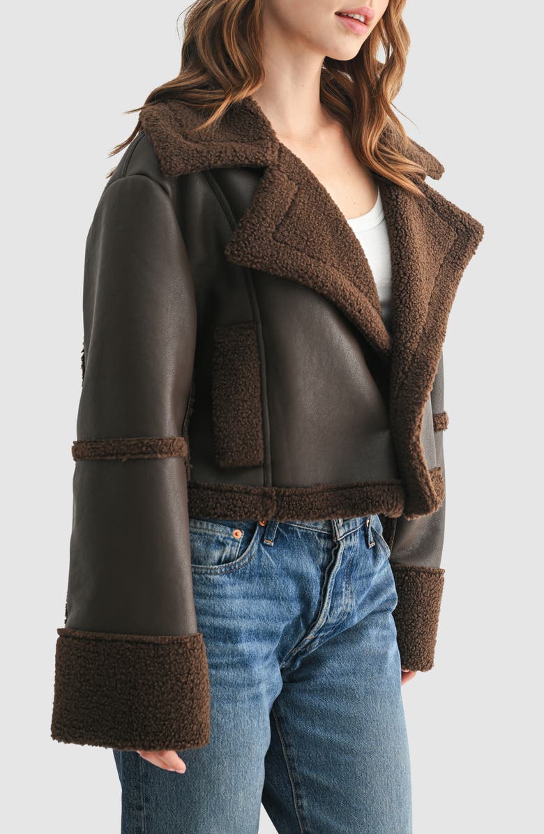 All in Favor Faux Shearling Jacket, Alternate, color, Brown
