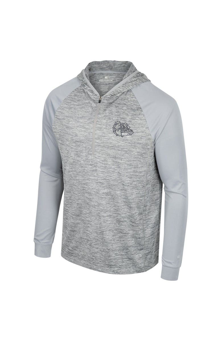 COLOSSEUM Men's Colosseum Gray Gonzaga Bulldogs Cybernetic Raglan Quarter-Zip Hooded Top, Alternate, color,