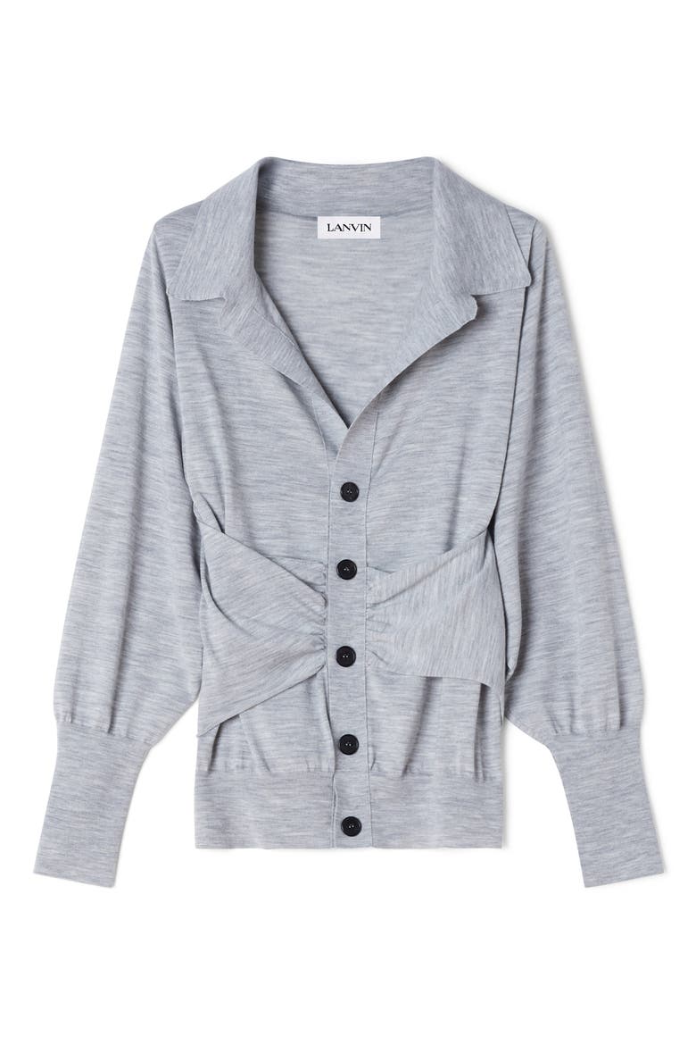 Black Draped Wool Cardigan, Alternate, color, Light Grey