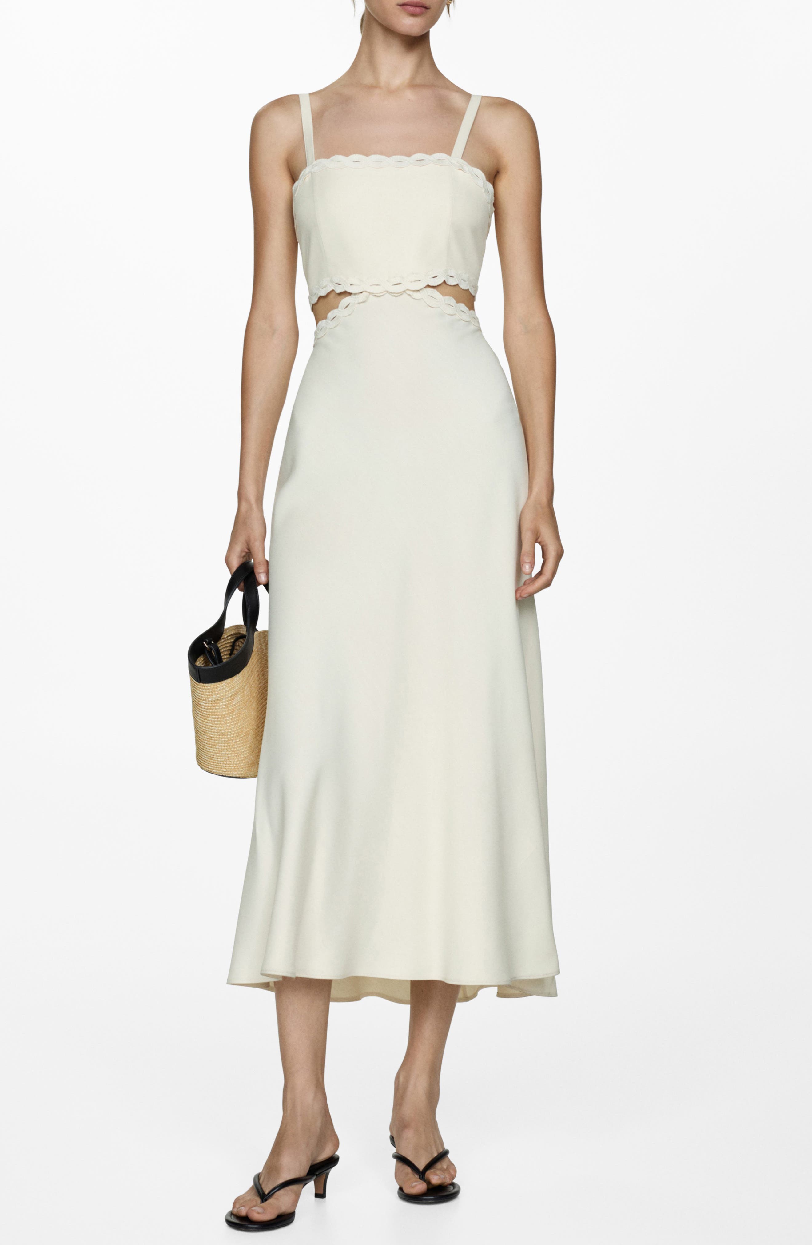 Lace Trim Cutout Midi Dress