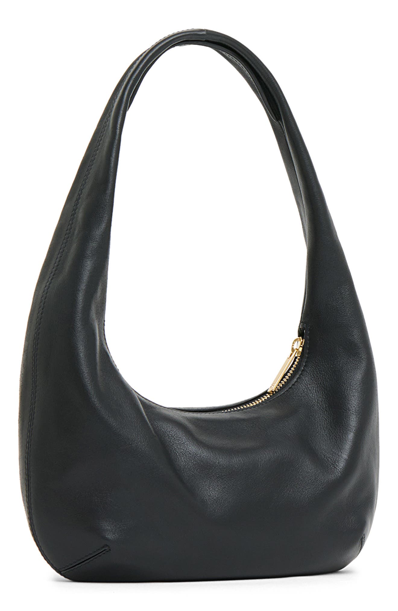 Mansur Gavriel Mini Gnocchi Leather Hobo Bag, Alternate, color, Black