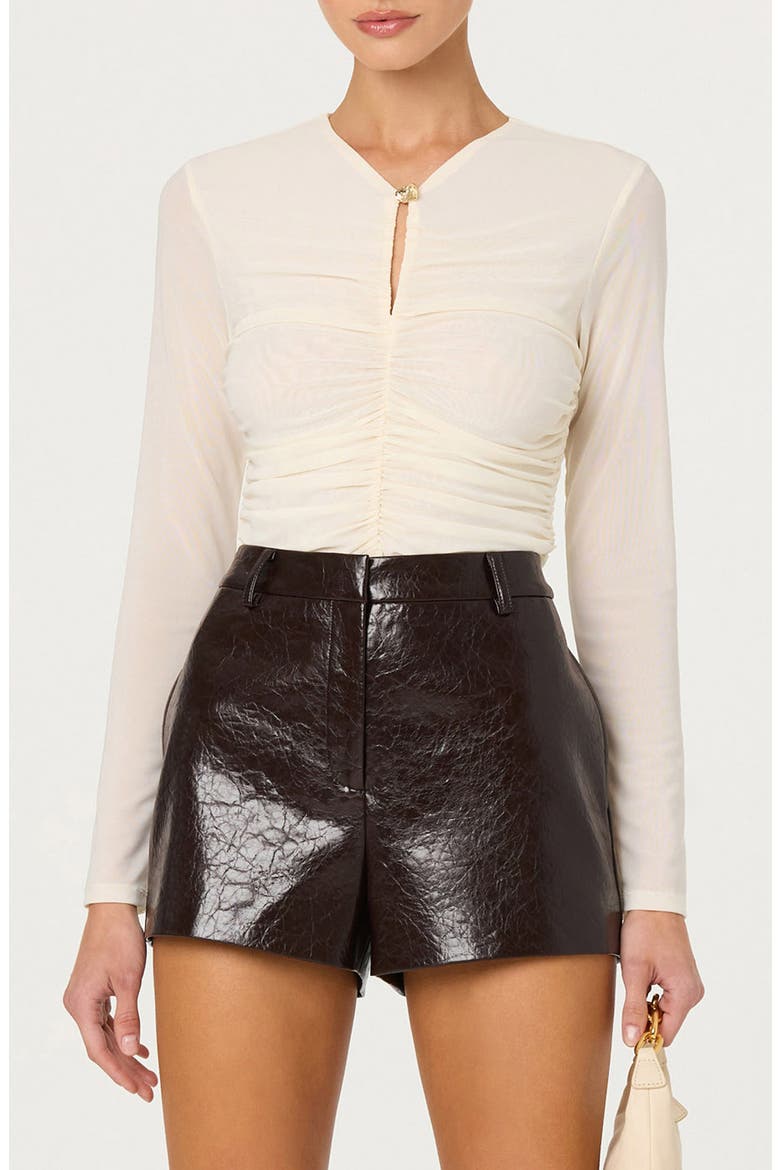 Yasmine Ruched Long Sleeve Shirt, Main, color, OFF WHITE