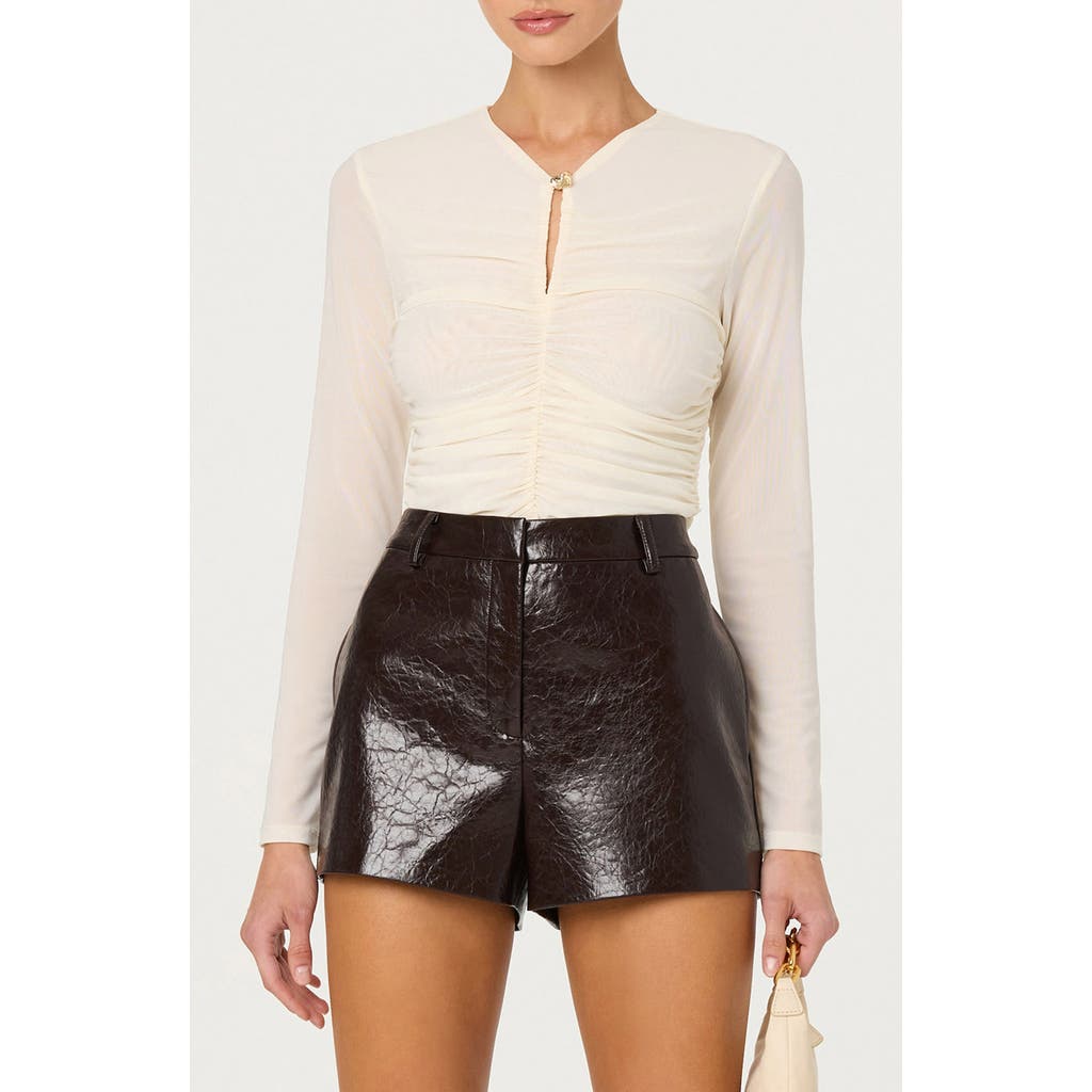 Astr The Label Yasmine Ruched Long Sleeve Shirt In White