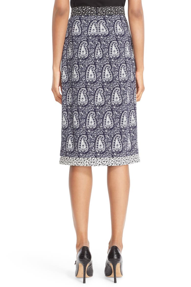 'Jude' Paisley Faux Wrap Skirt, Alternate, color, NAVY