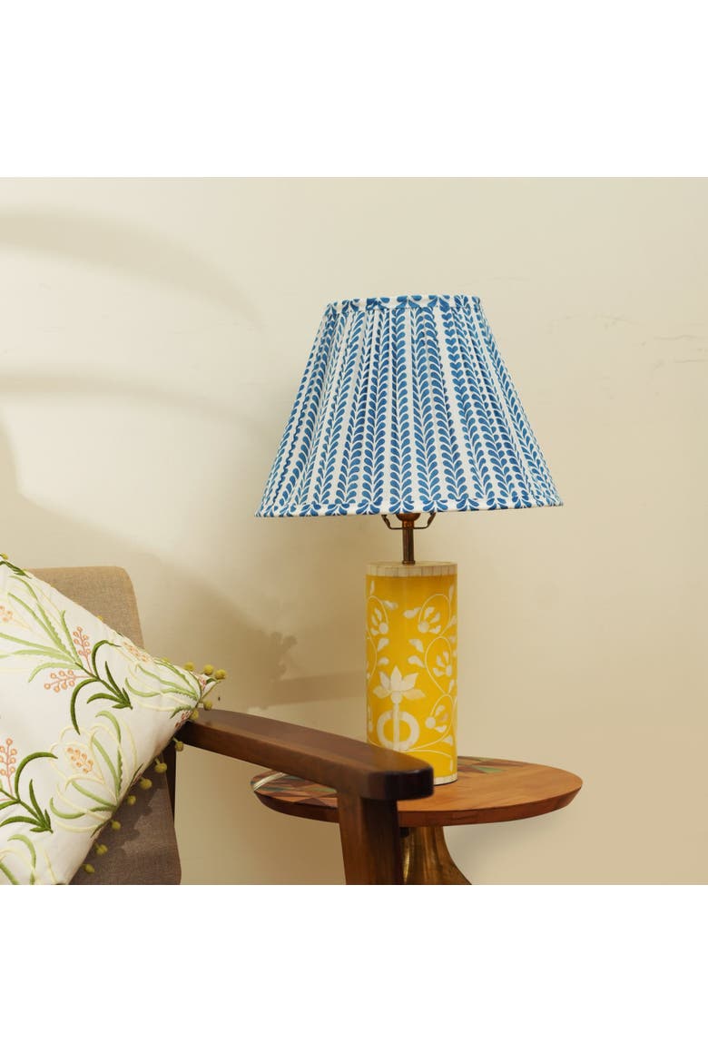Floral Vines Inlay Yellow Table Lamp, Alternate, color, Yellow