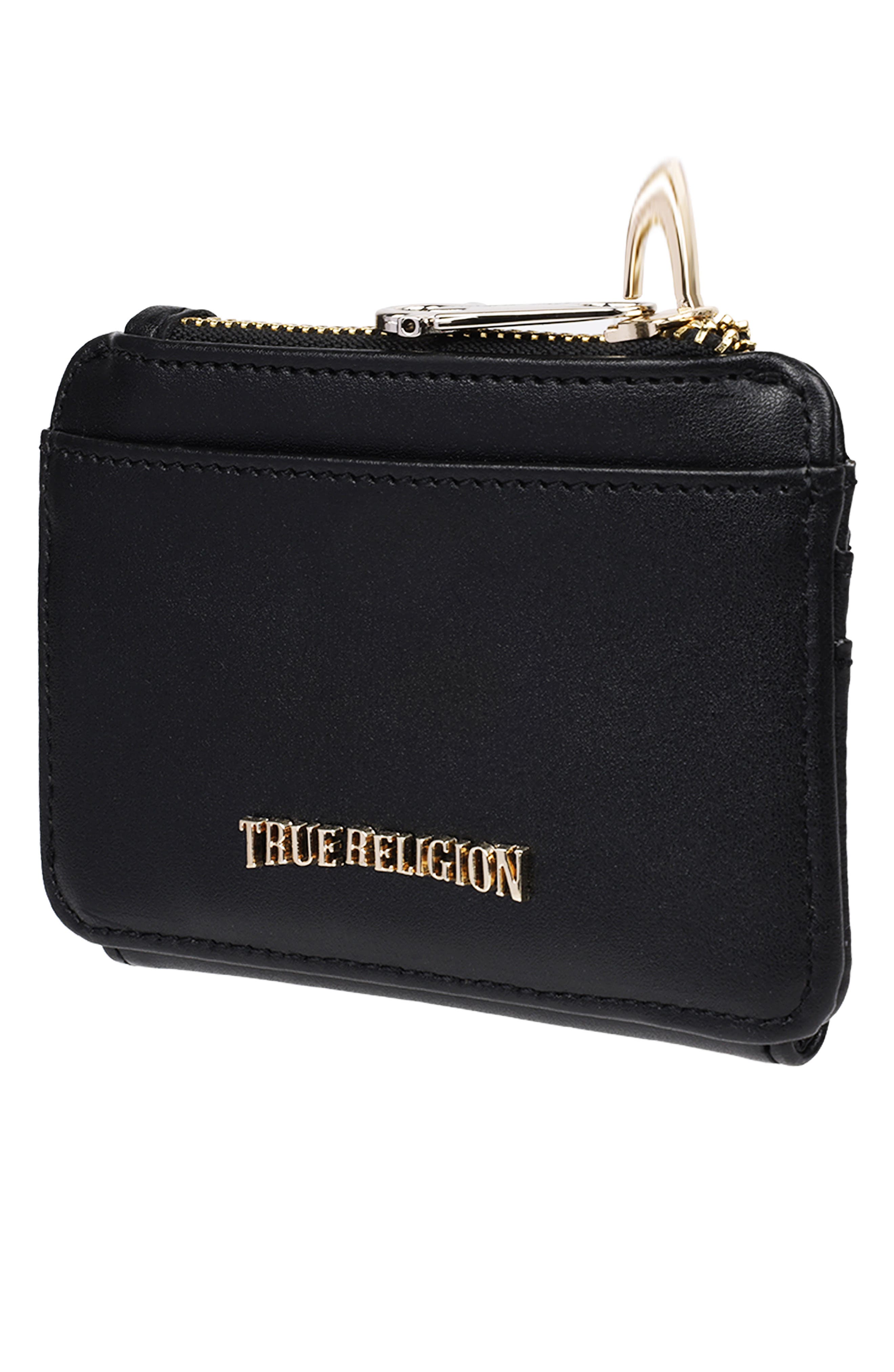 True Religion Logo Bifold Wallet, Alternate, color, Black