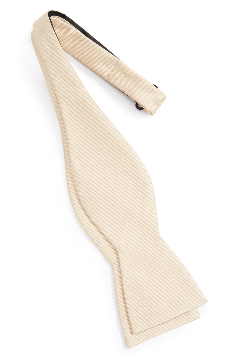 Silk Solid Bow Tie, Alternate, color, LIGHT CHAMPAGNE