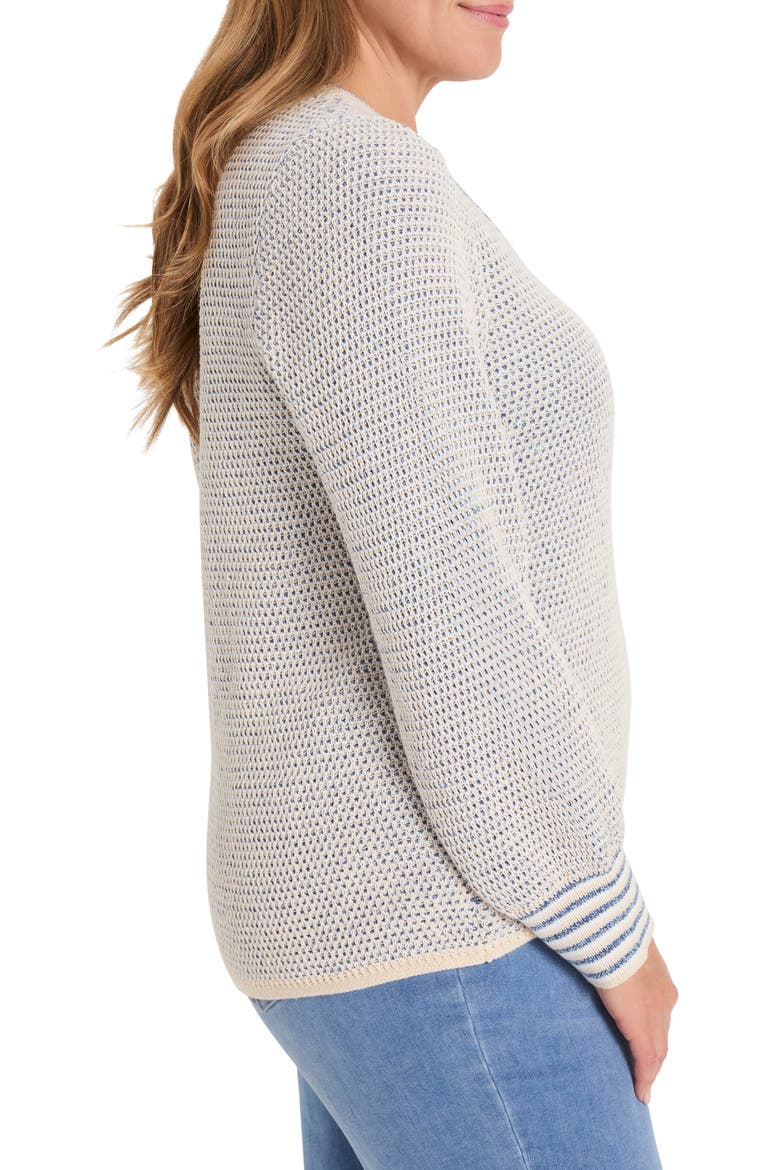 Textured Split Neck Sweater, Alternate, color, BLUE MULTI