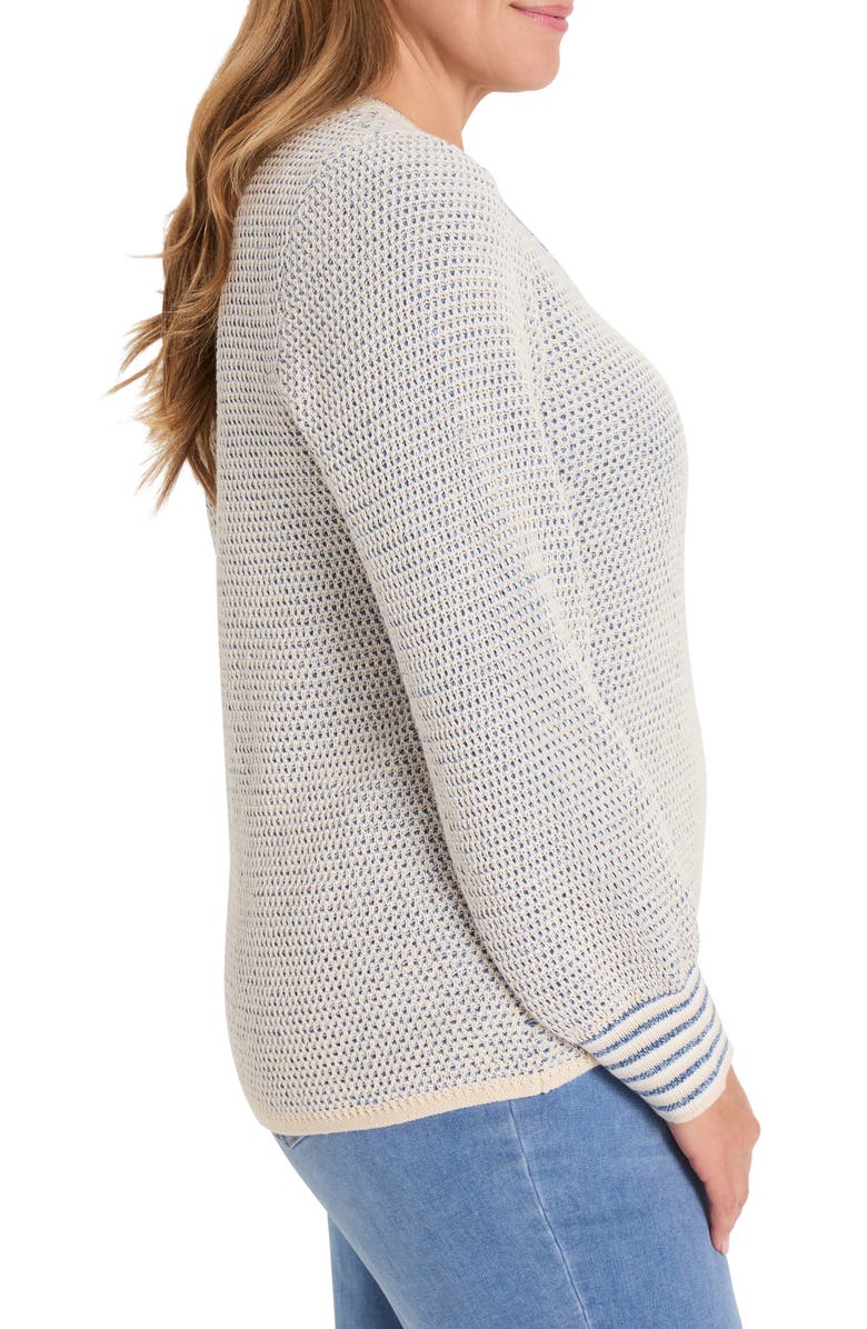 NIC+ZOE Textured Split Neck Sweater, Alternate, color, Blue Multi