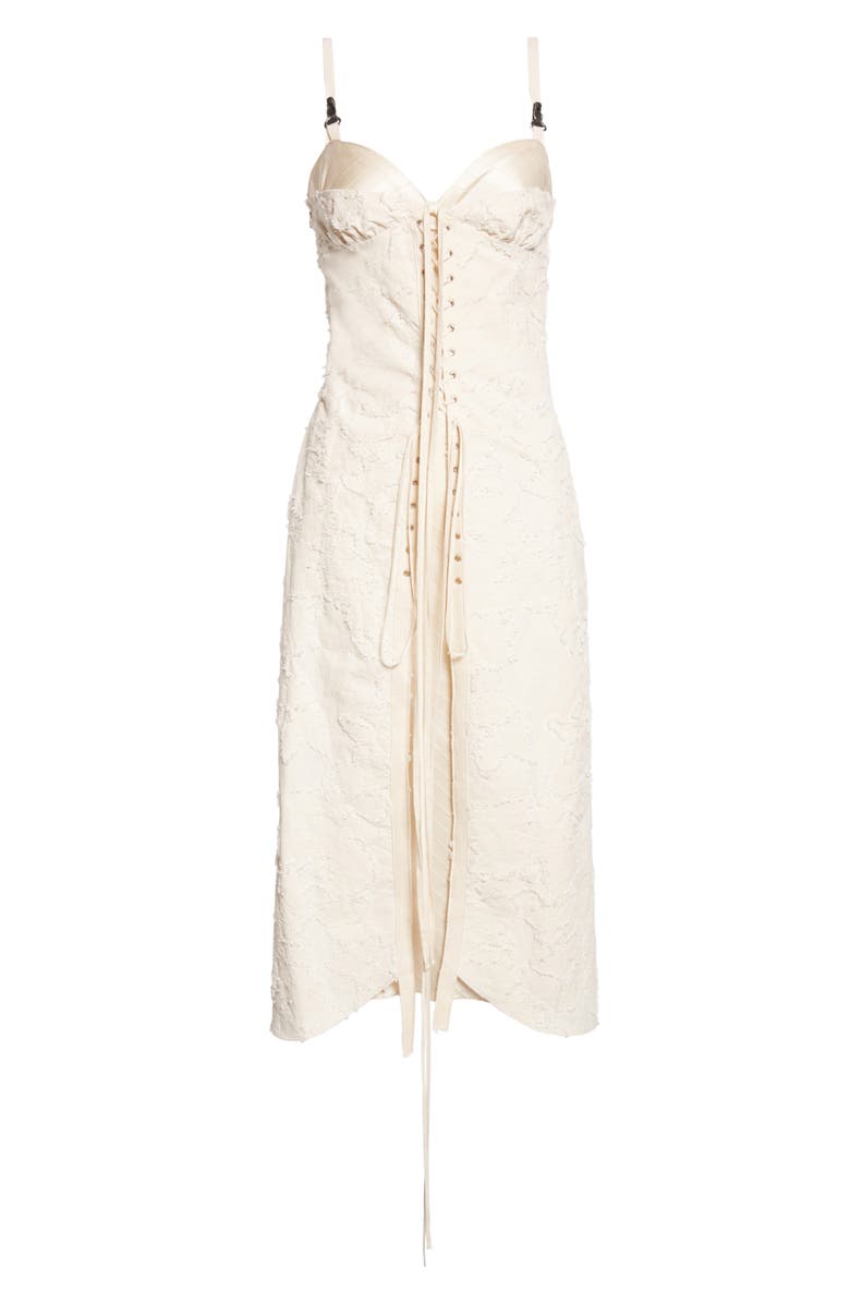 Meruert Tolegen Double Cup Floral Jacquard Midi Dress, Alternate, color, Cream