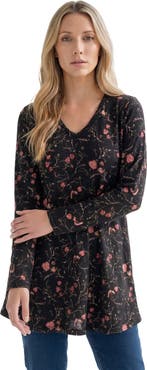 Roaman's Plus Size Knit Thermal V Neck Swing Tunic Long Sleeve
