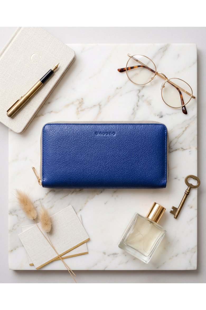 Large Zipper Wallet with Detachable Key Ring, Alternate, color, Cobalt Blue
