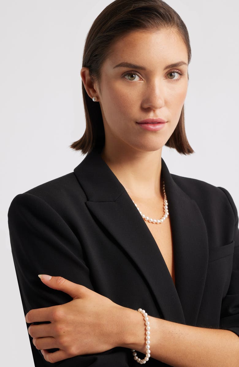 Nordstrom Akoya Pearl Bracelet, Alternate, color, White- 14K White Gold