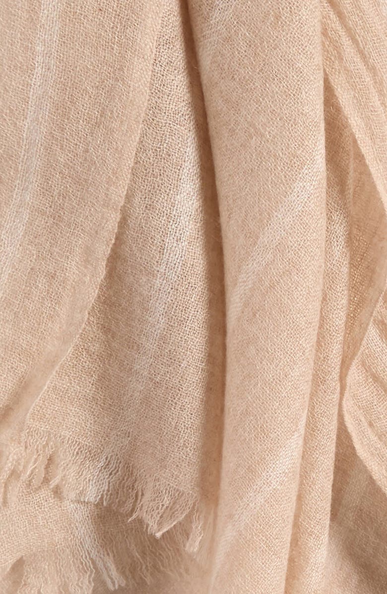 Nordstrom Stripe Cashmere Scarf, Alternate, color, Camel- Oatmeal Combo