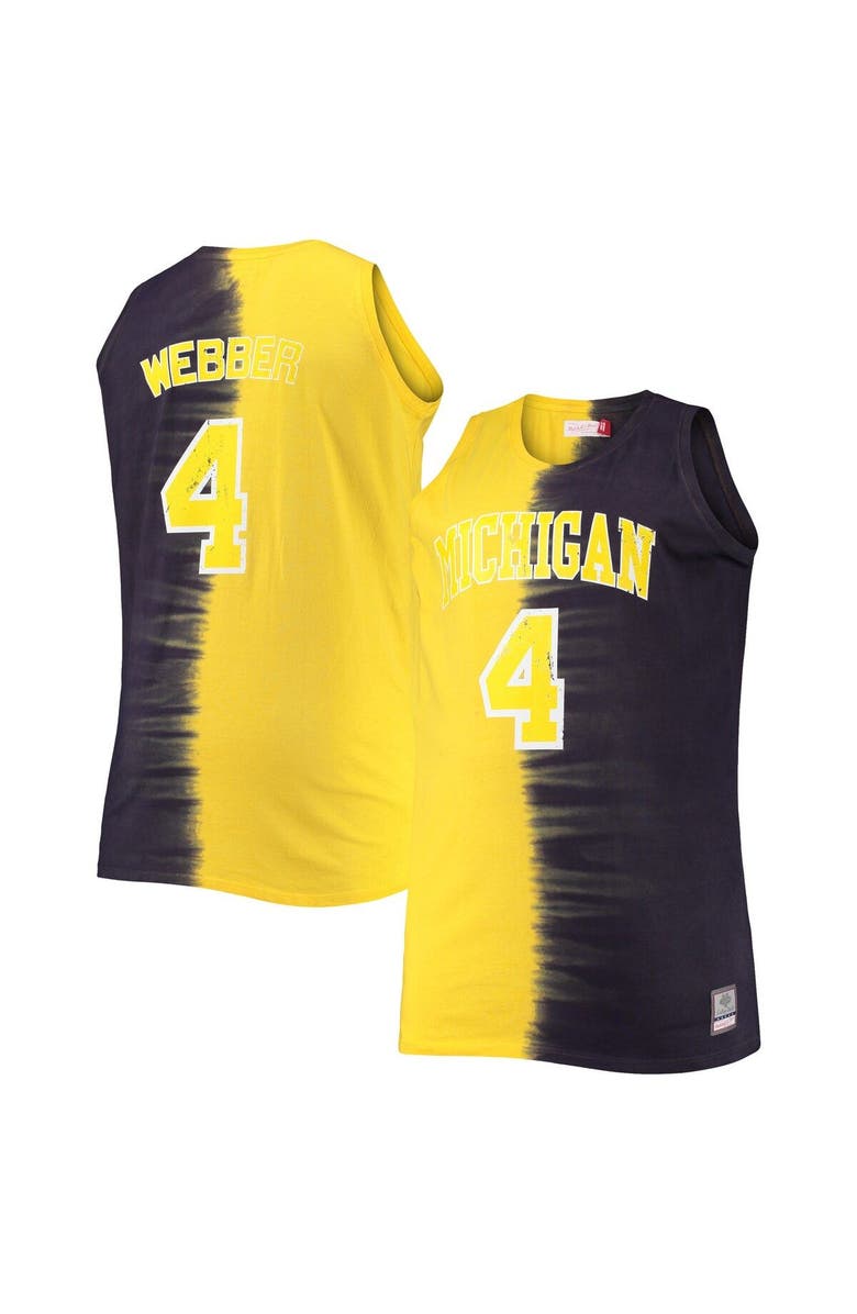 Mitchell & Ness Men's Mitchell & Ness Chris Webber Navy/Maize Michigan Wolverines Big & Tall Player Tie-Dye Jersey, Main, color, 