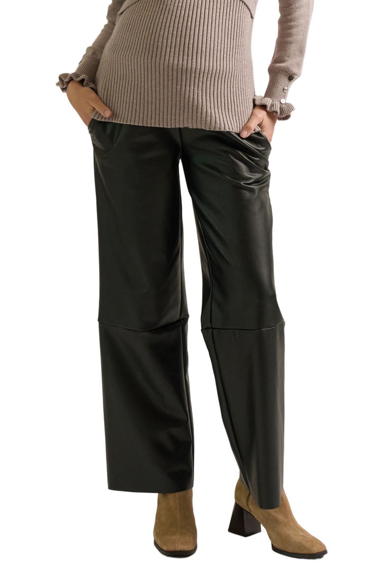 Cache Coeur Alix Maternity Faux Leather Pants, Alternate, color, Black