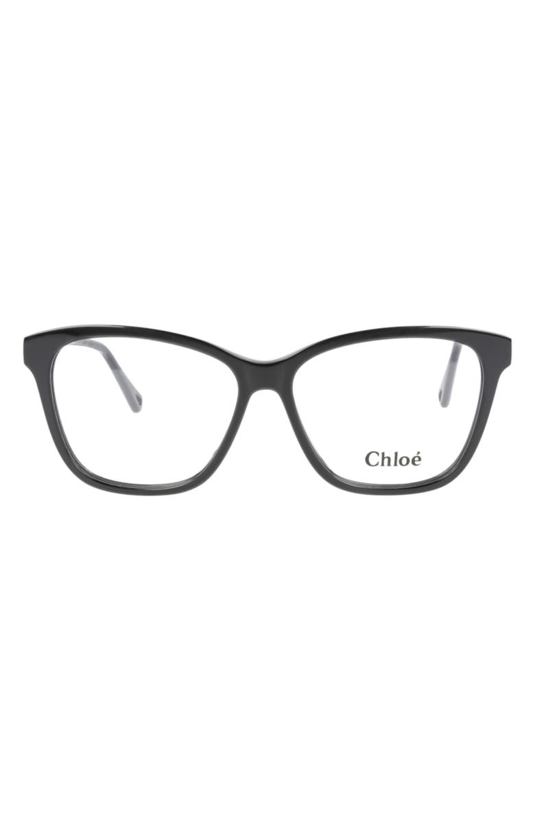 Chloé 55mm Square Optical Frames, Main, color, Black Black Transparent