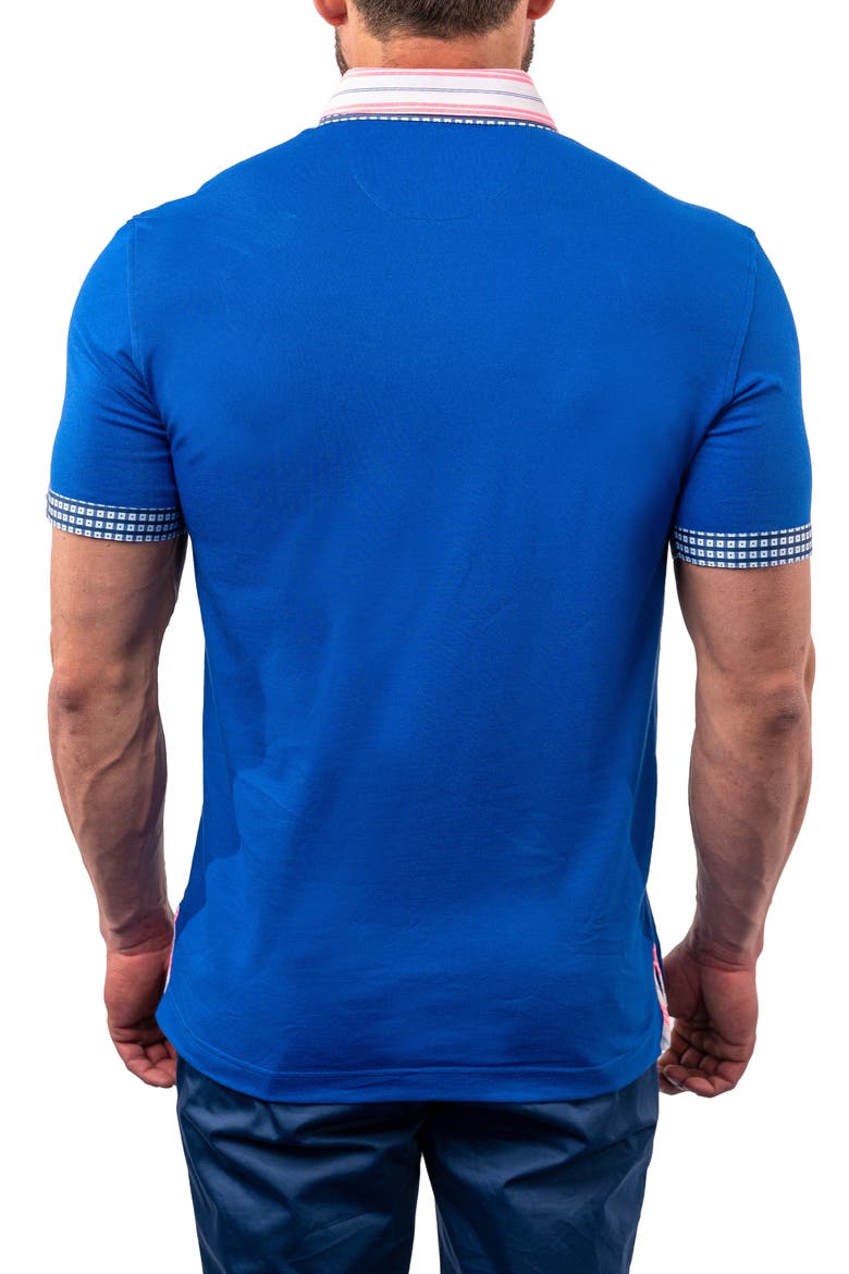 Mozartsolidstripe Blue Button-Down Piqué Polo, Alternate, color, BLUE