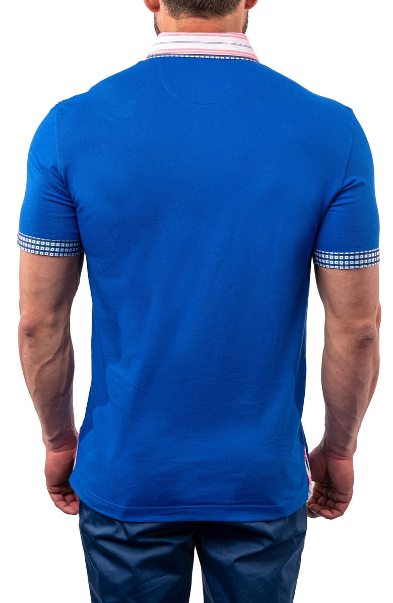 Maceoo Mozartsolidstripe Blue Button-Down Piqué Polo, Alternate, color, Blue