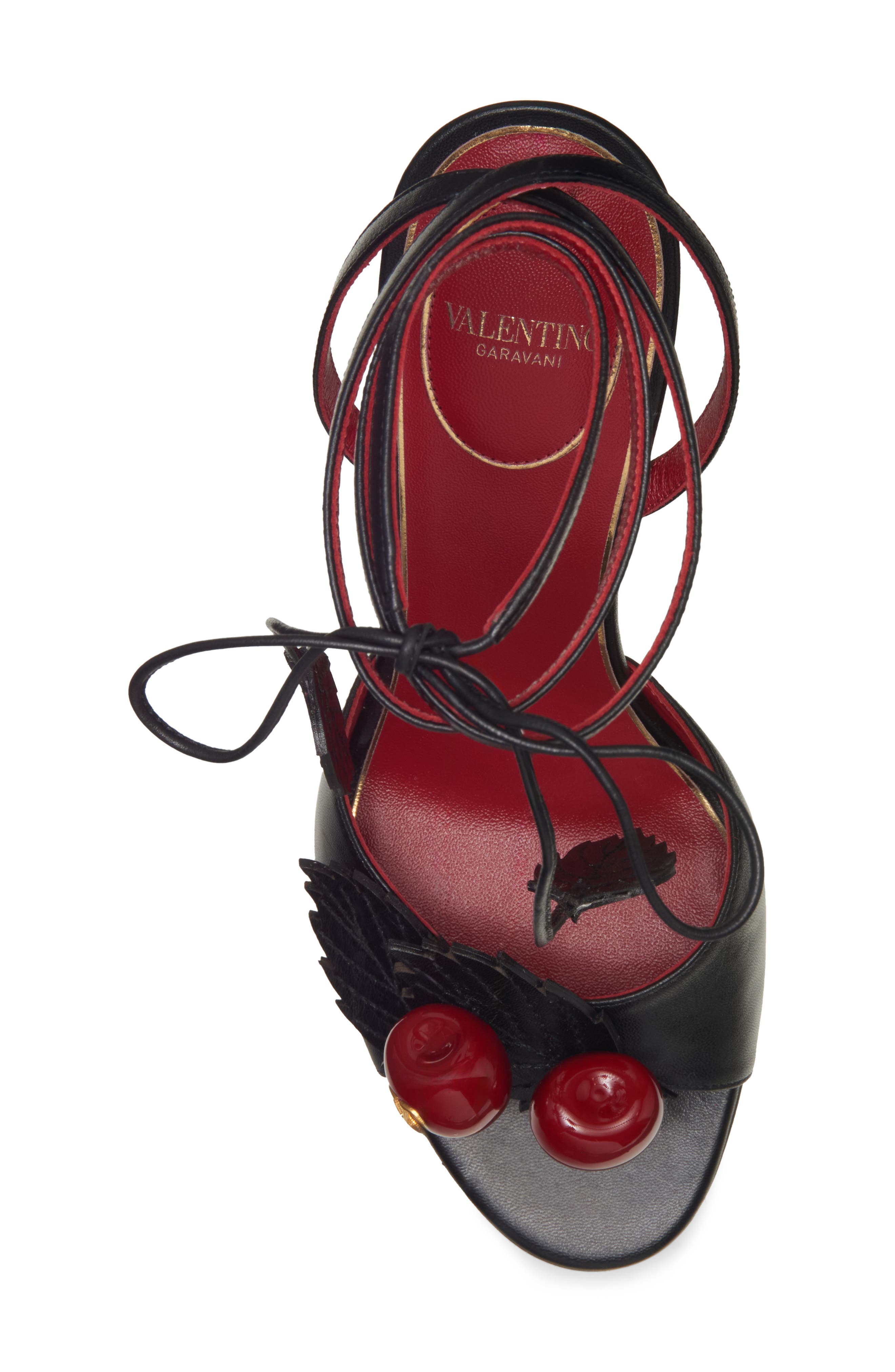 Valentino Garavani Cherryfic Ankle Strap Sandal, Alternate, color, Black