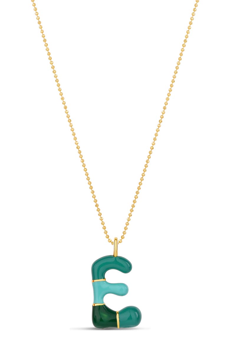 SHYMI Enamel Initial Retro Necklace, Alternate, color, Green
