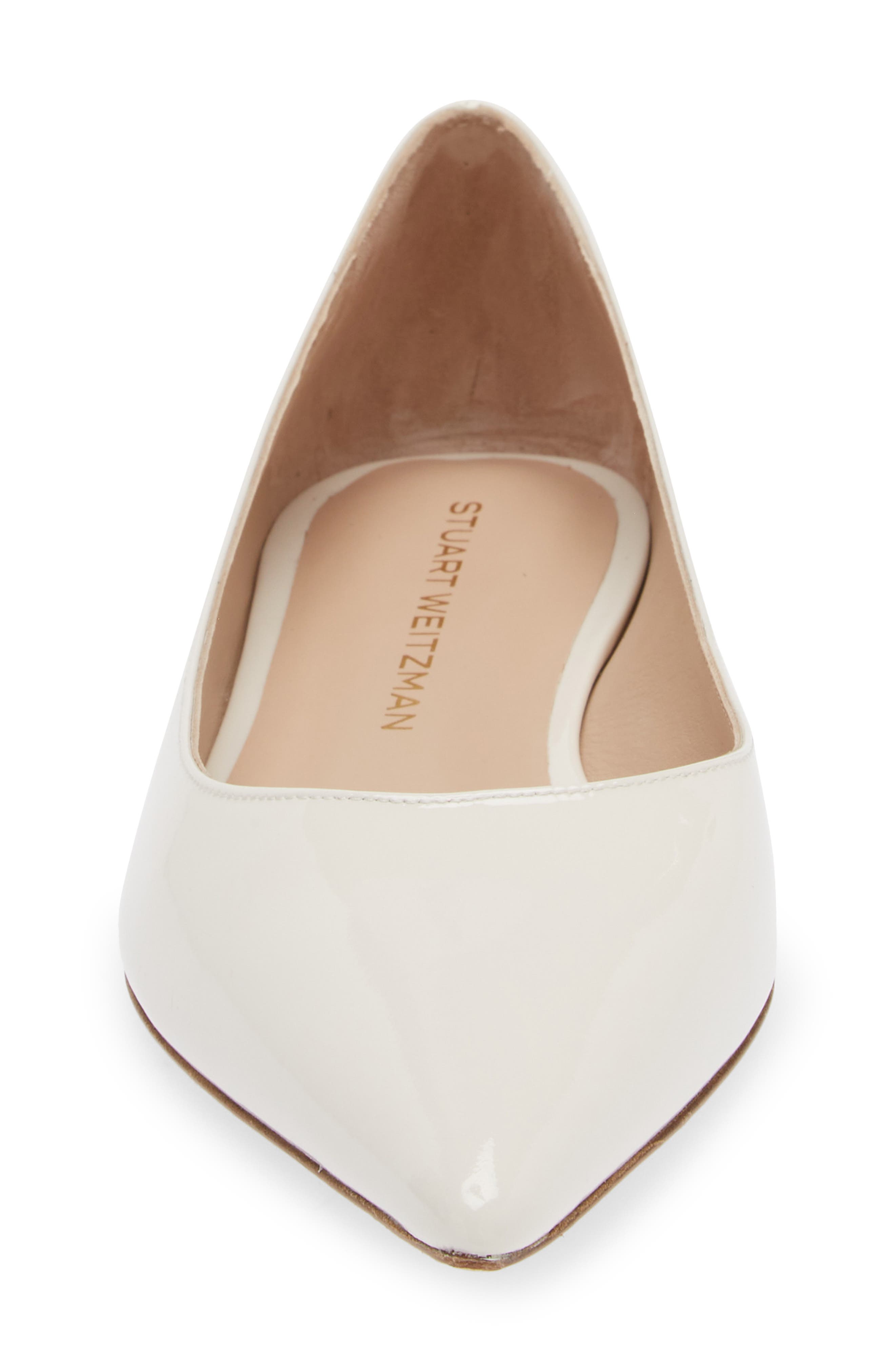 Stuart Weitzman Emilia Pointed Toe Flat, Alternate, color, Cream Patent