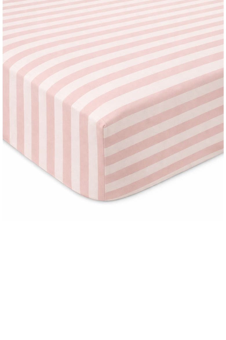 Fitted Cotton Crib Sheet, Main, color, PINK STRIPE