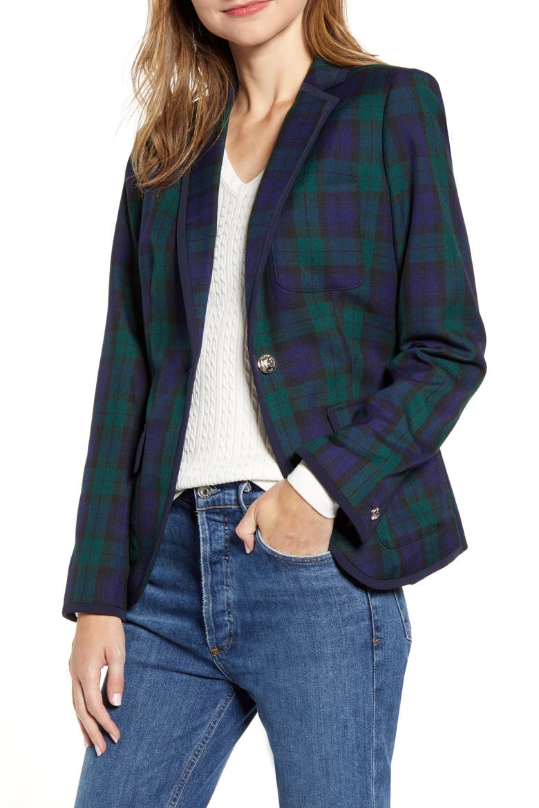 Black Watch Tartan Blazer, Main, color, BLADE BLACKWATCH- NAVY/ GREEN