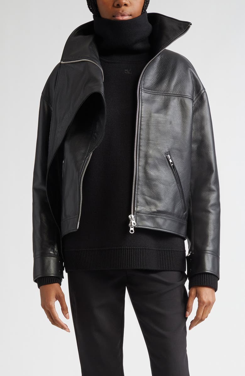 Courrèges Oversize Leather Jacket, Main, color,