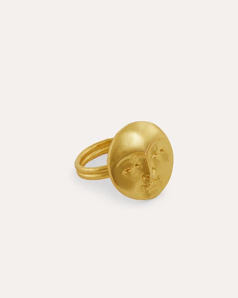 Moon Face Gold Ring