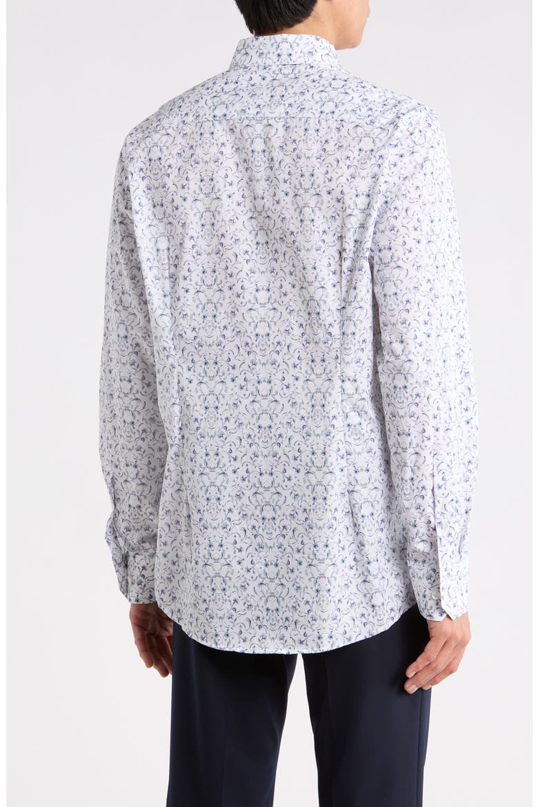Contemporary Fit Floral Fine Cotton Twill Dress Shirt, Alternate, color, MEDIUM BLUE