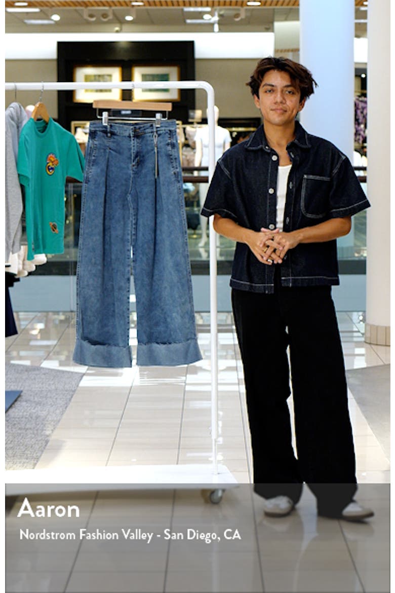 Kids' Pleated Cuffed Wide Leg Jeans video
