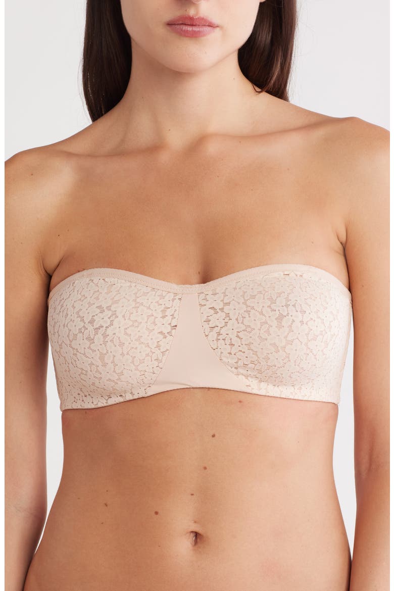 Norah Lace Trim Bandeau Bra, Main, color, BLUSH-1N
