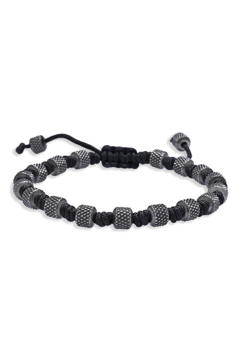 Aiden Beaded Slider Bracelet, Alternate, color, STEEL/ BLACK