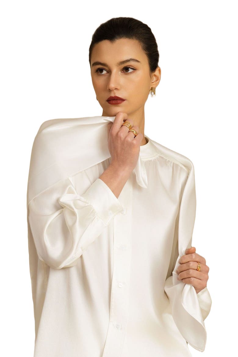 Pure Silk Classic Elegant Square Scarf, Alternate, color, White