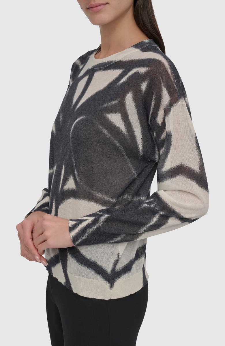 DKNY Abstract Floral Cotton Blend Sweater, Alternate, color, 