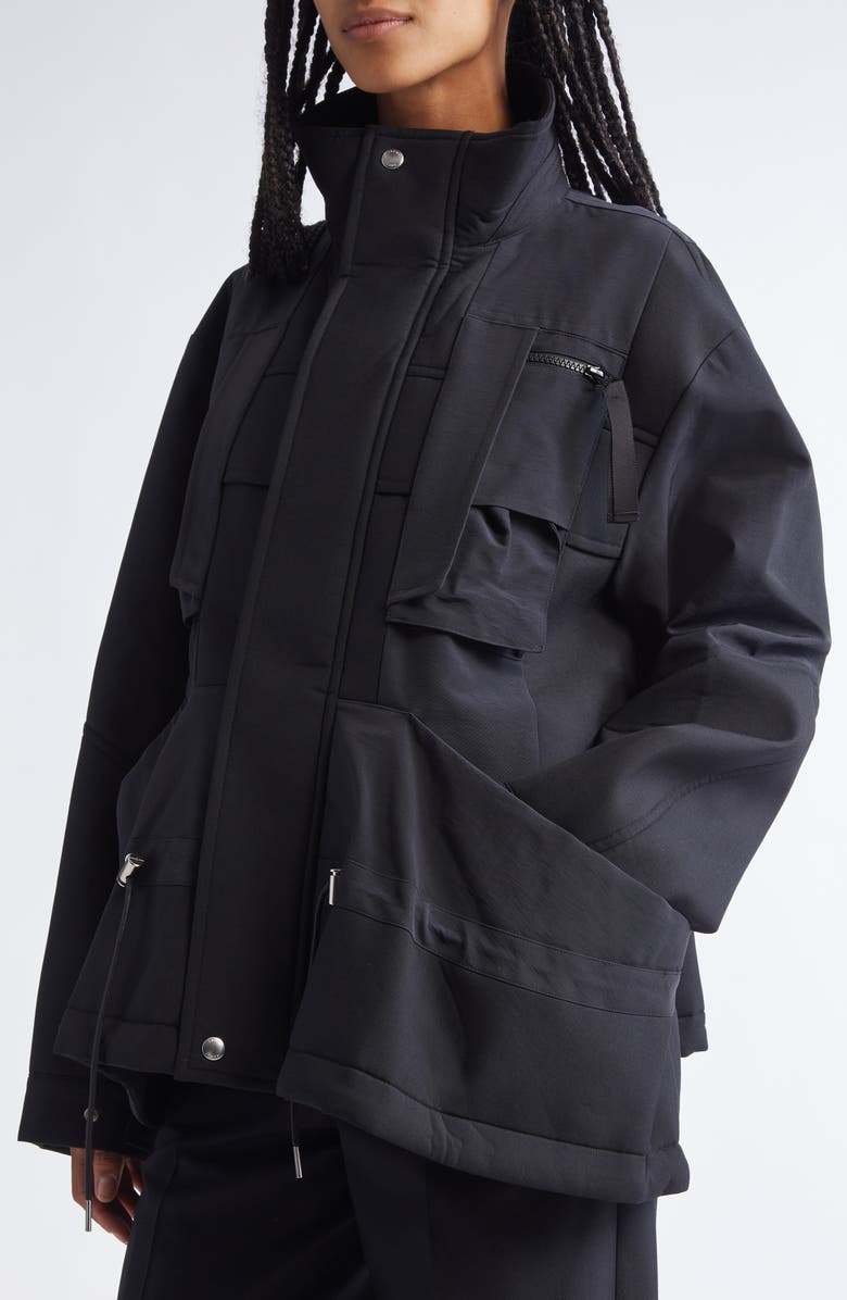 Sacai Mixed Media Jacket, Alternate, color, Black