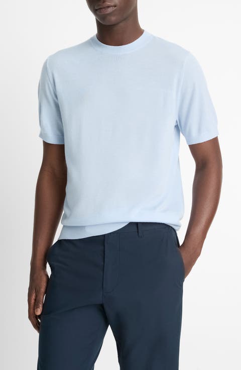 Short Sleeve Wool & Cashmere Crewneck Sweater