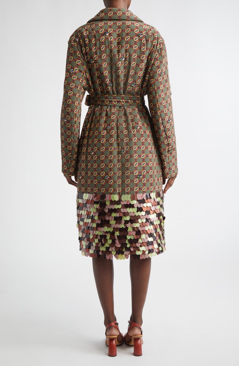 Dries Van Noten Roltas Mosaic Motif Wrap Coat, Alternate, color, Khaki