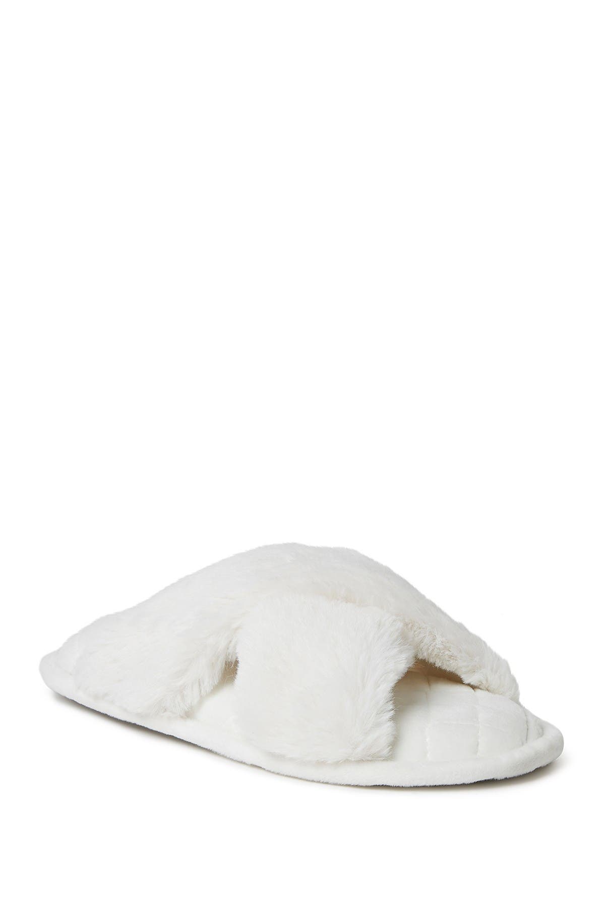 Jessica Faux Fur Crossband Slipper, Main, color, ALABASTER